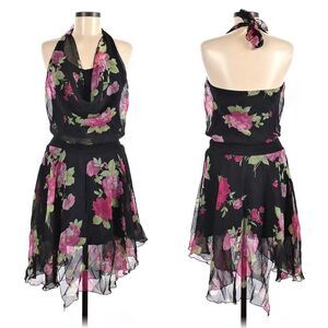 Vintage y2k Speechless Floral Dress Ruffle Chiffon Rose Halter Fairycore Size 9